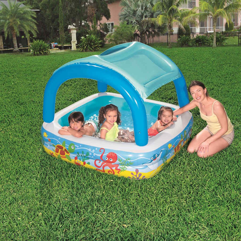 Bestway piscina de brincar com toldo azul 140x140x114 cm