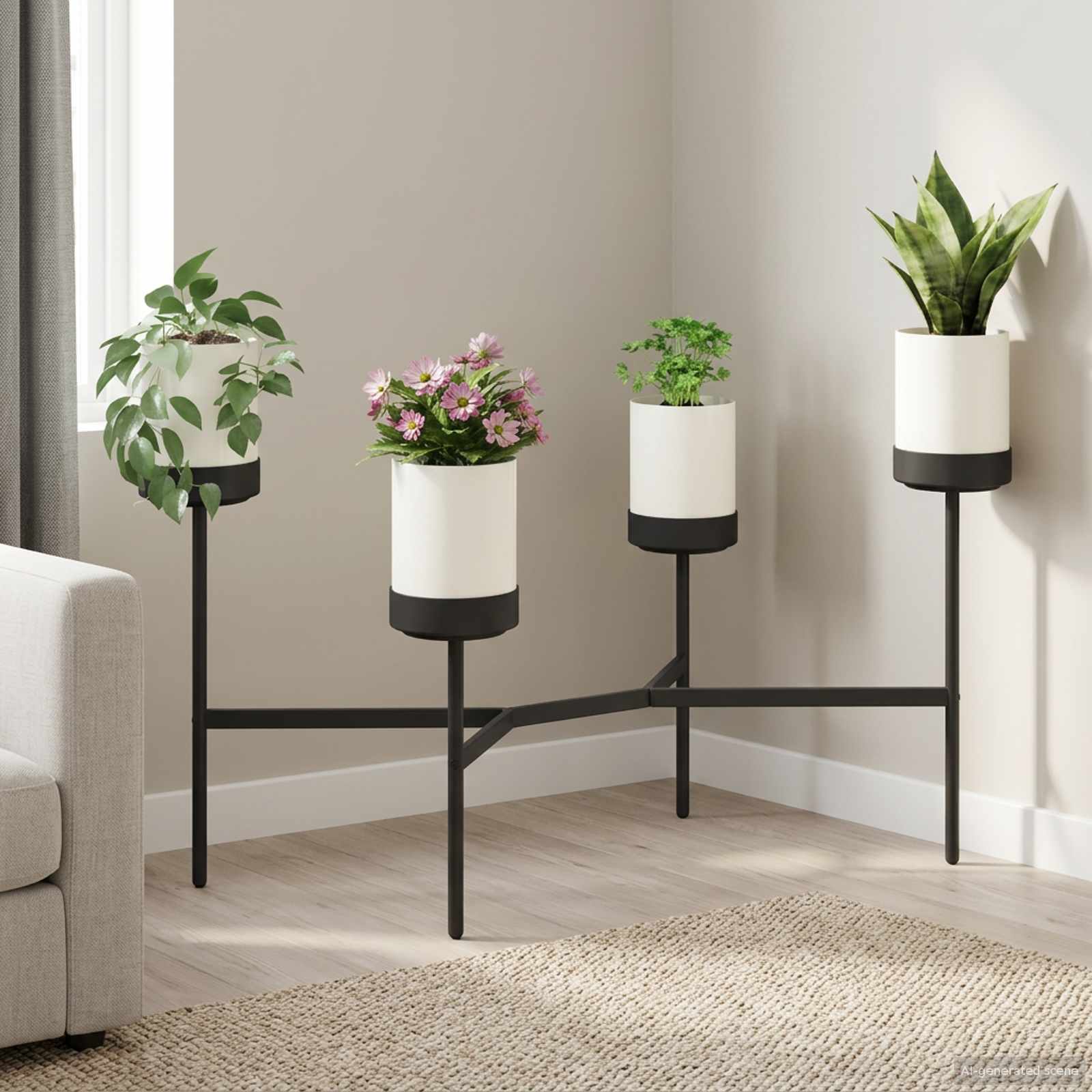 Suporte para flores branco 125 x 55 x 81 cm polipropileno e aço