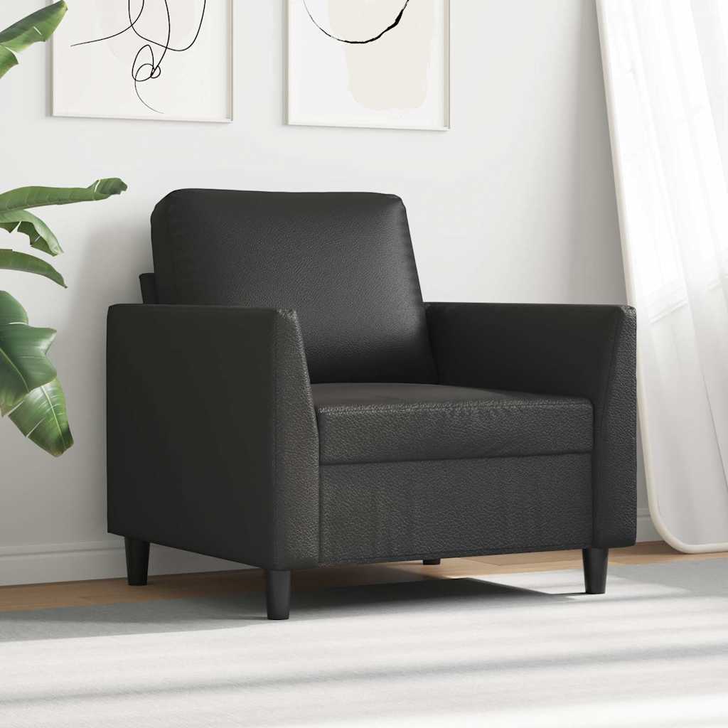 Poltrona couro artificial 60 cm preto