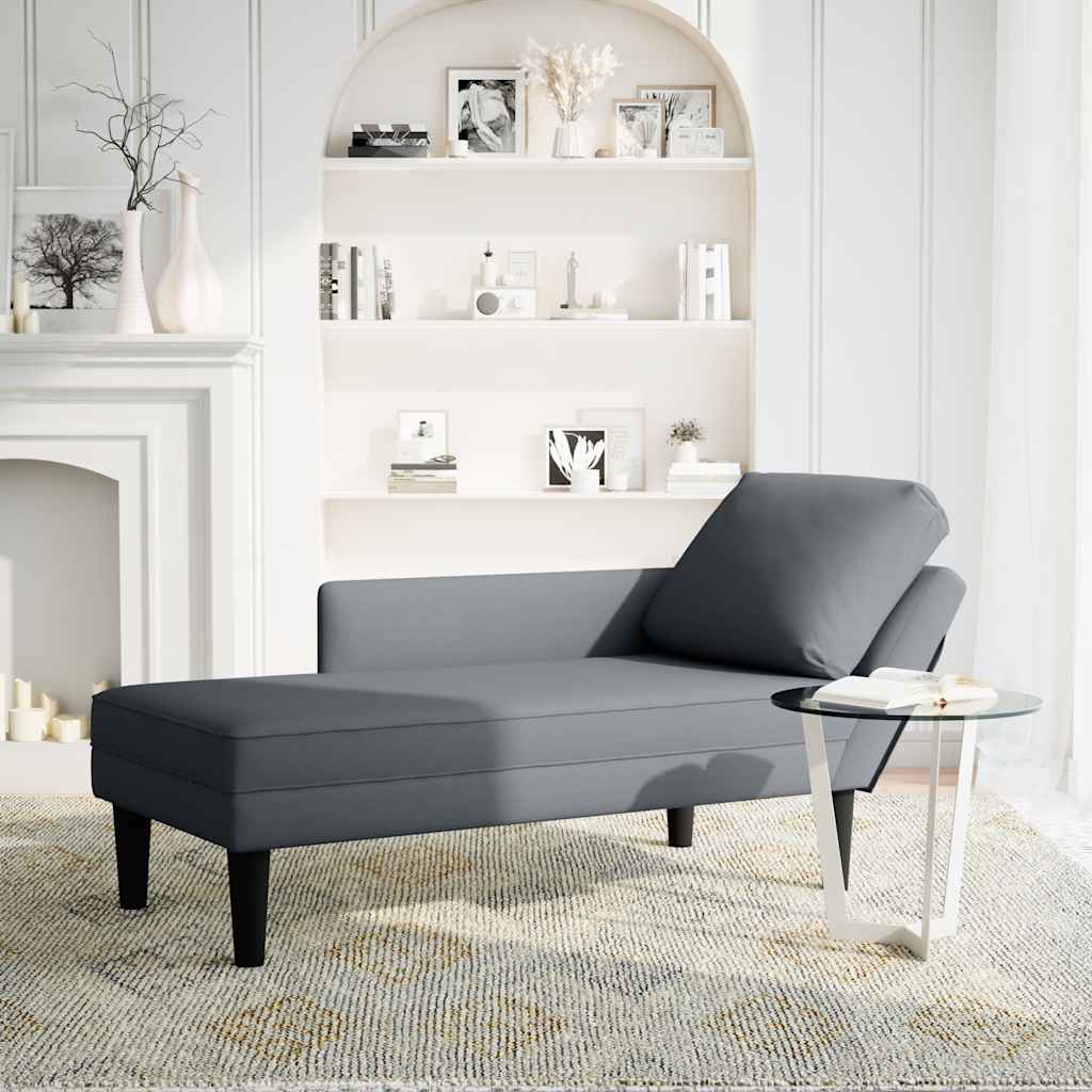 Chaise lounge c/ almofada/apoio de braços direito veludo