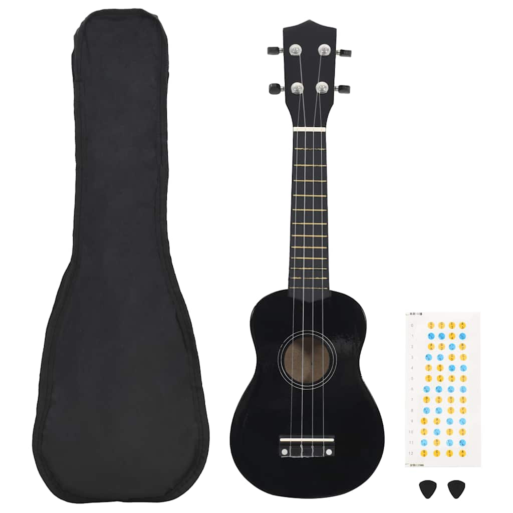 Conjunto ukulele soprano infantil com saco 23" preto