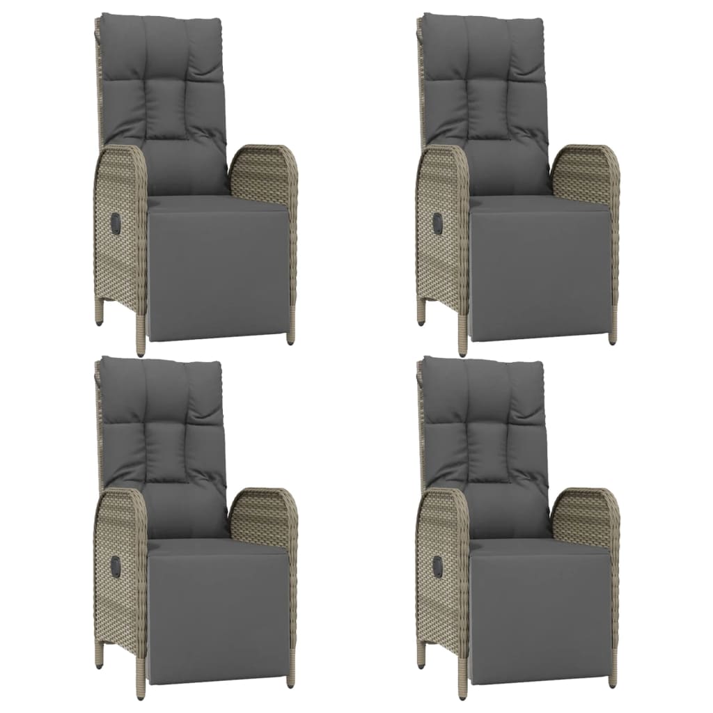 5 Pcs conjunto de jantar p/ jardim c/ almofadões vime PE cinza