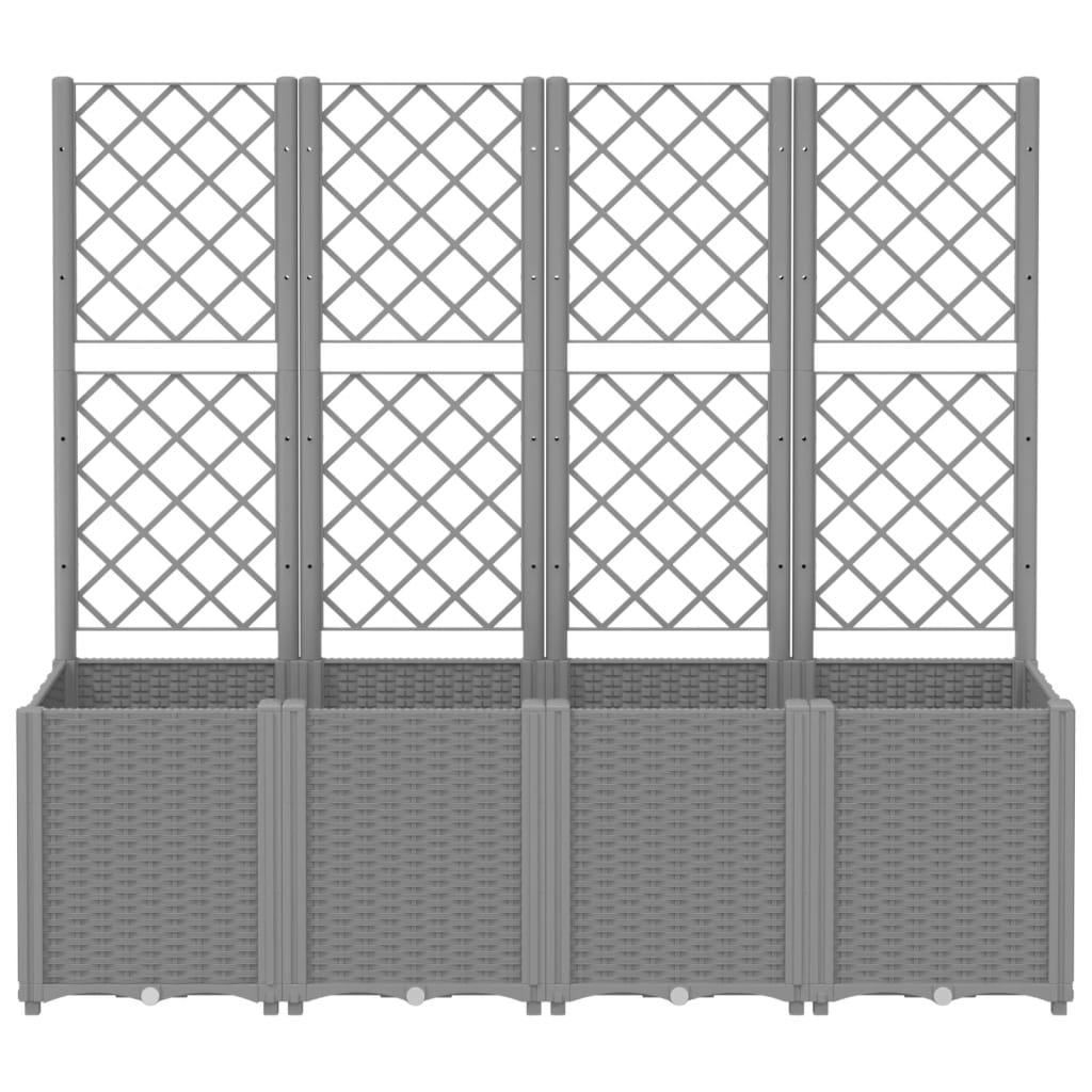 Vaso/floreira jardim c/ treliça 160x40x140 cm PP cinzento-claro