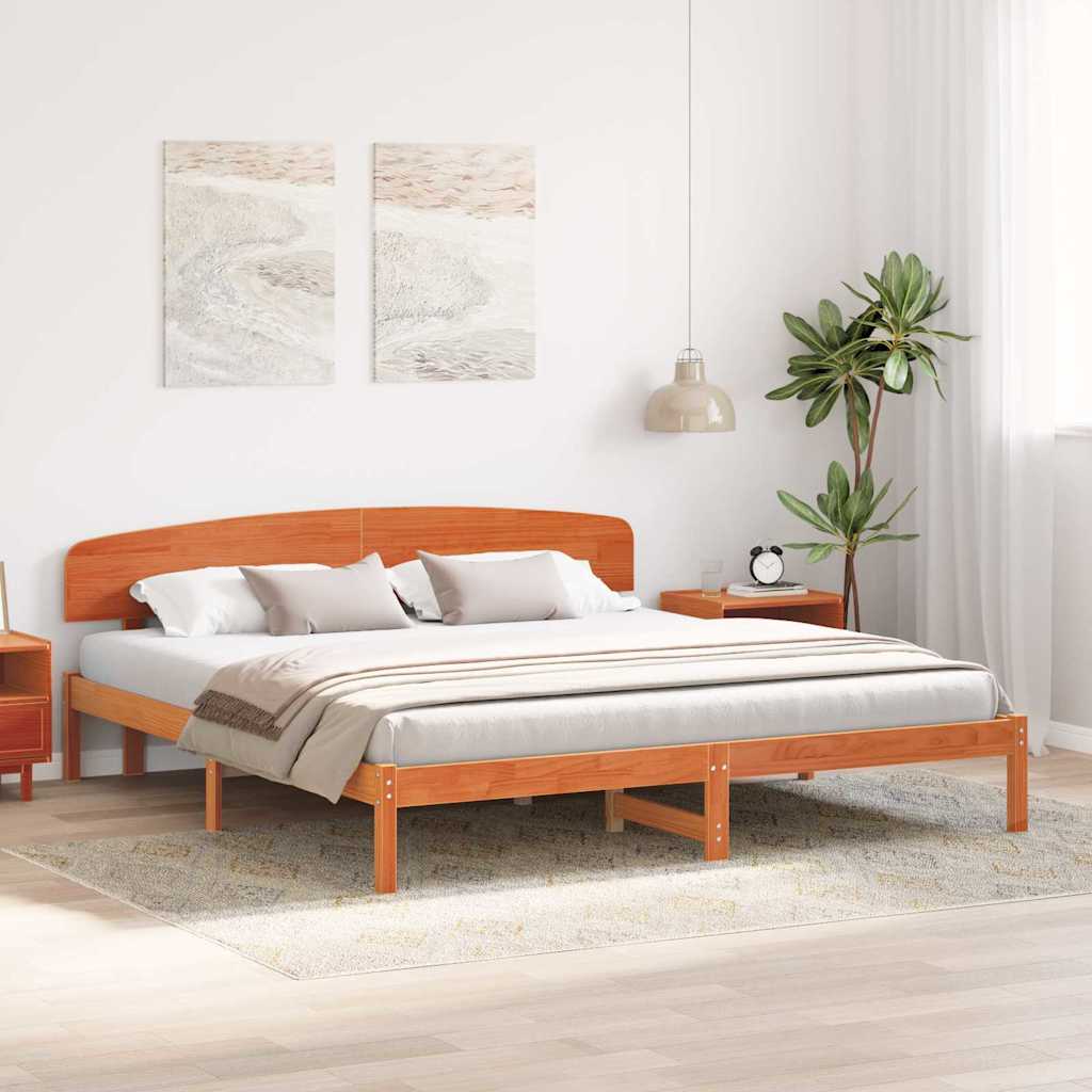 Estrutura da cama com cabeceira marrom cera 180 x 200 cm
