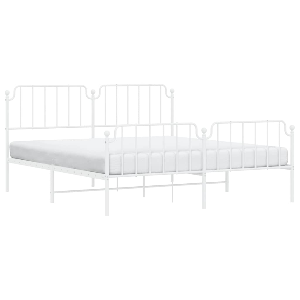 Estrutura de cama com cabeceira e pés 183x213 cm metal branco