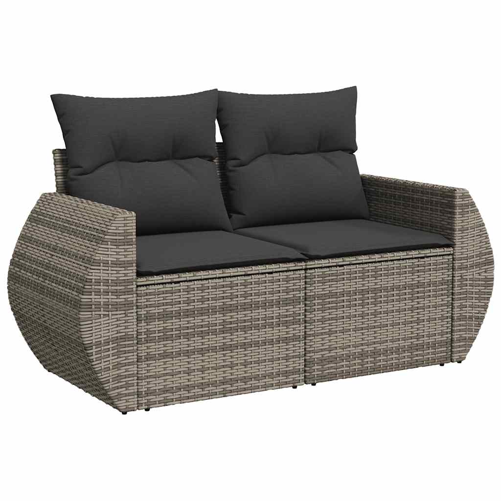 6 Pcs conjunto sofás de jardim com almofadões vime cinzento