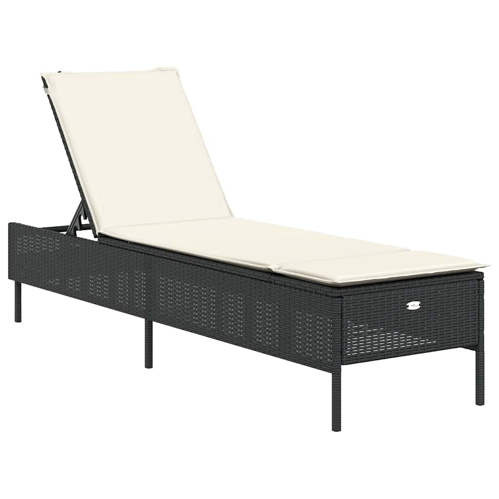 Espreguiçadeiras com almofadões 2 pcs vime PE preto