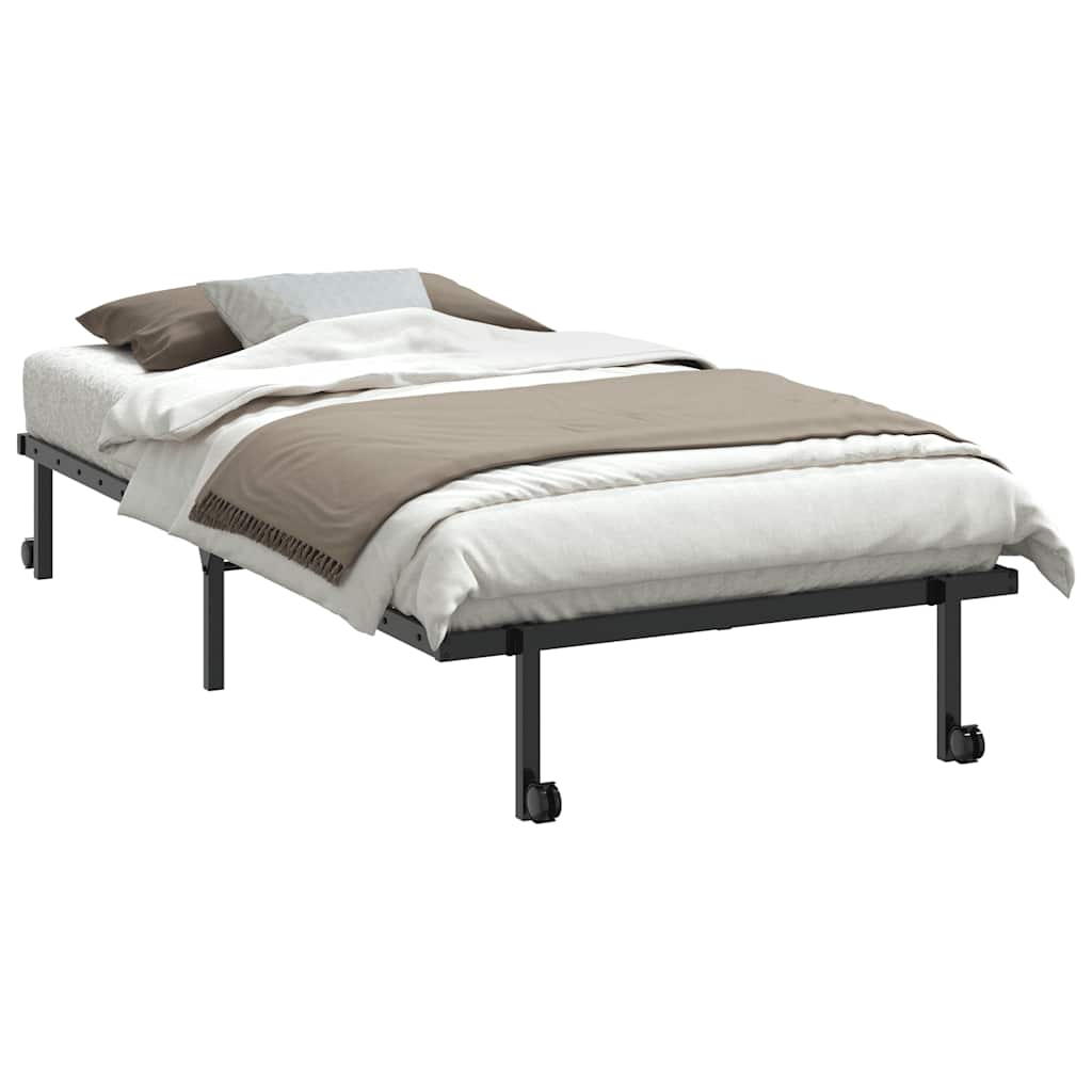 Estrutura de cama sem colchão dobrável 107x203 cm aço preto