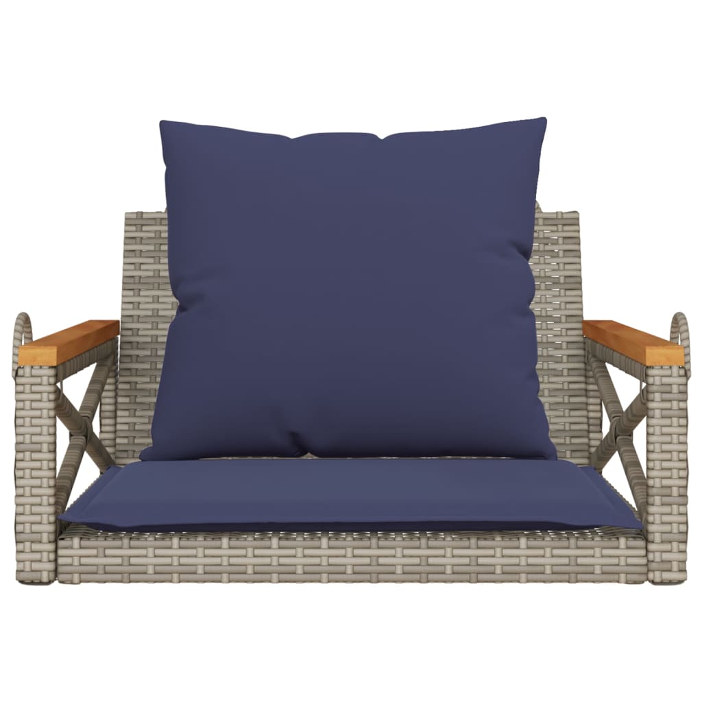 Banco baloiço com almofadões 63x62x40 cm vime PE cinzento