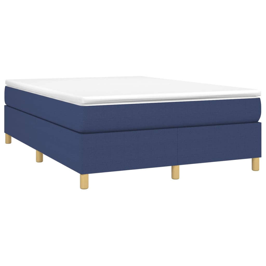 Estrutura de cama com molas 140x200 cm tecido azul