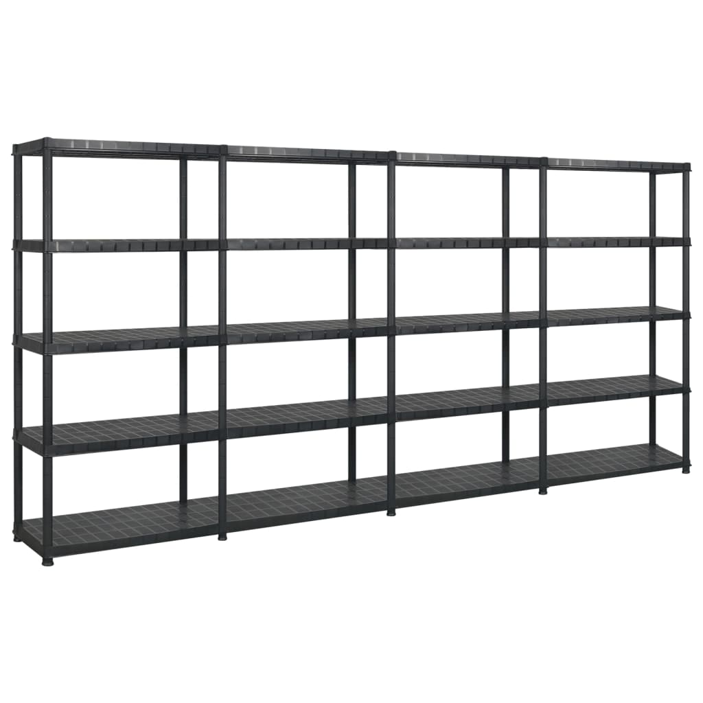 Unidade com 5 prateleiras 366x45,7x185 cm plástico preto