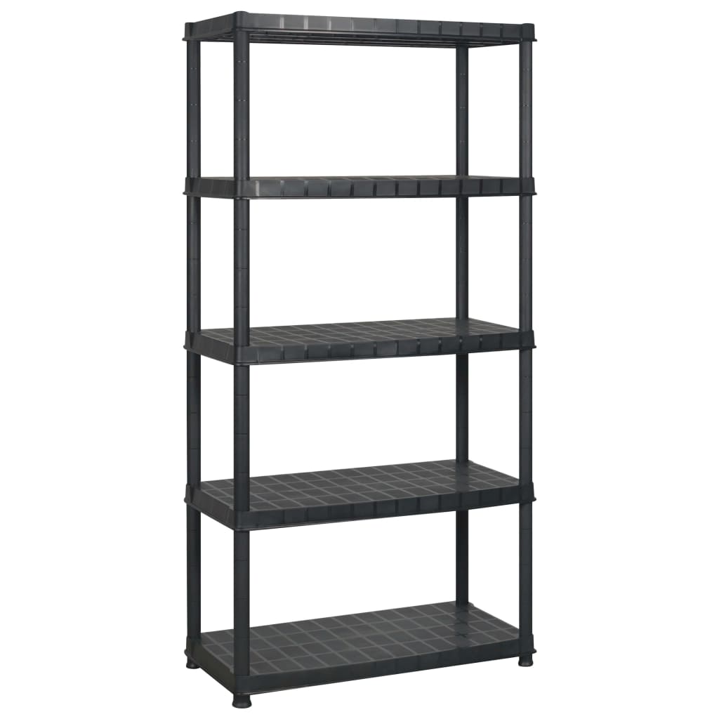 Unidade com 5 prateleiras 366x45,7x185 cm plástico preto