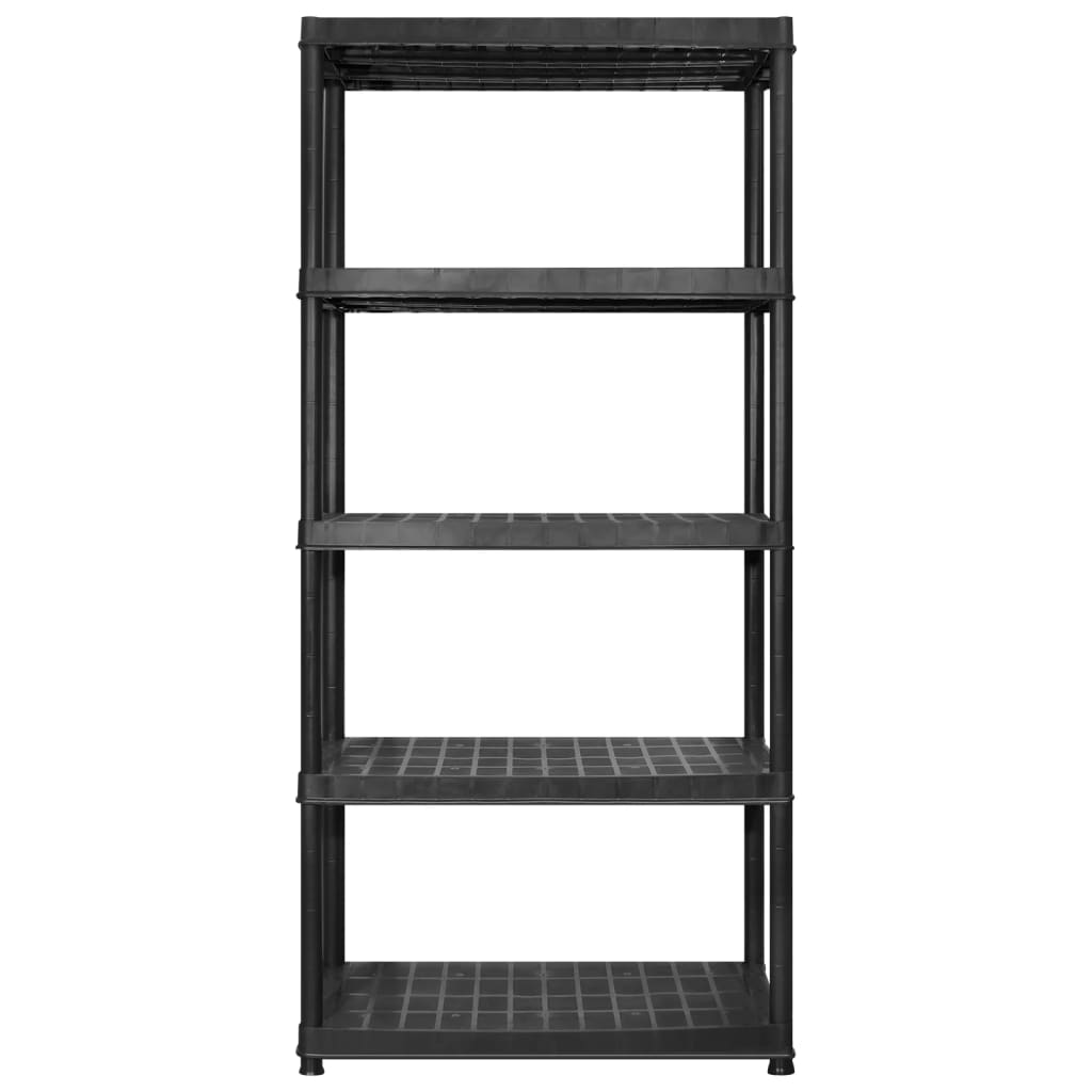 Unidade com 5 prateleiras 366x45,7x185 cm plástico preto