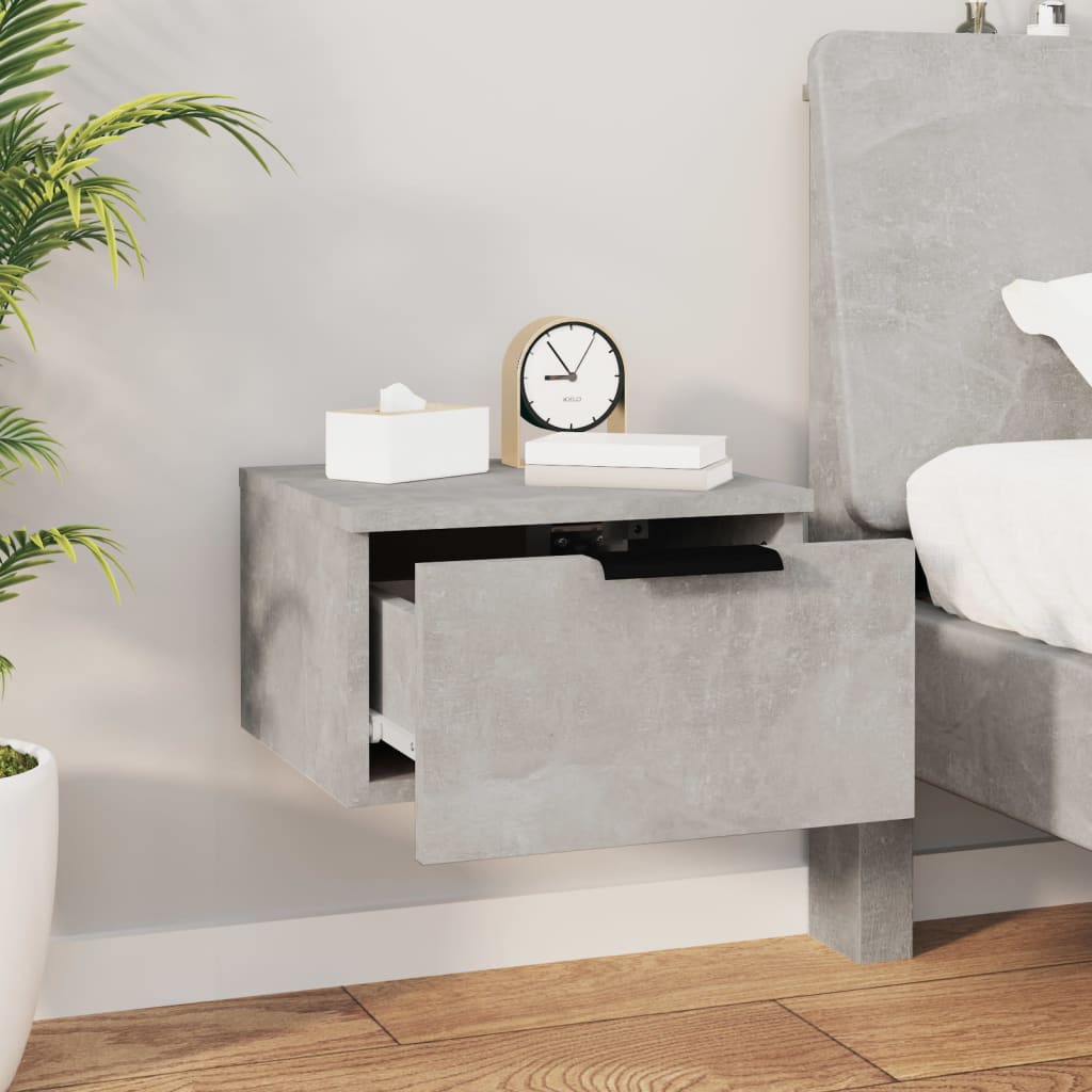 Mesa cabeceira montagem na parede 34x30x20 cm cinzento cimento