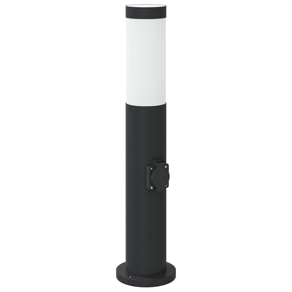 Luminárias de balizador com tomada, 3 peças, 50 cm, aço inoxidável, IP44