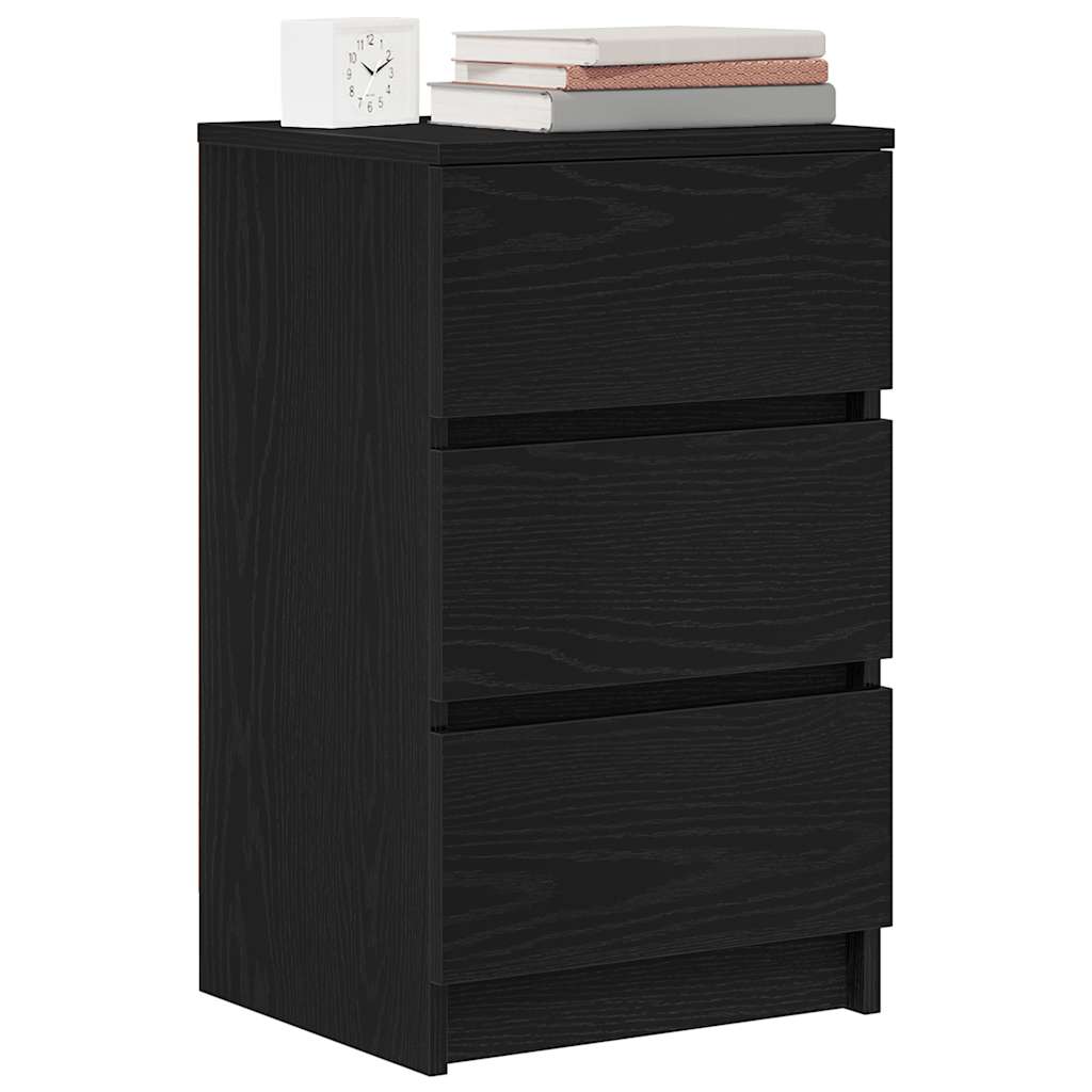 Mesa de cabeceira com 3 gavetas 39x35x65 cm preto
