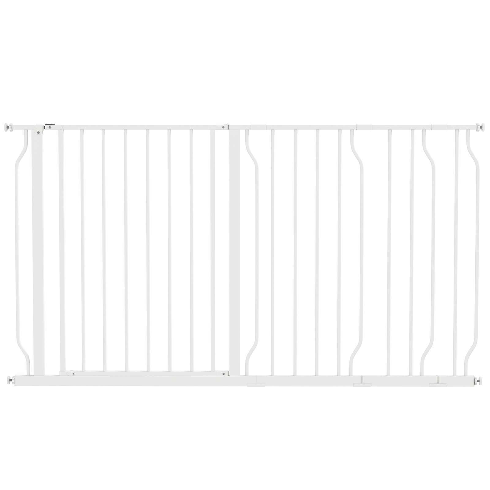 Barreira de Segurança para Cães Extensível para Escadas e Portas 75-145cm com 3 Extensões Altura 76cm Branco