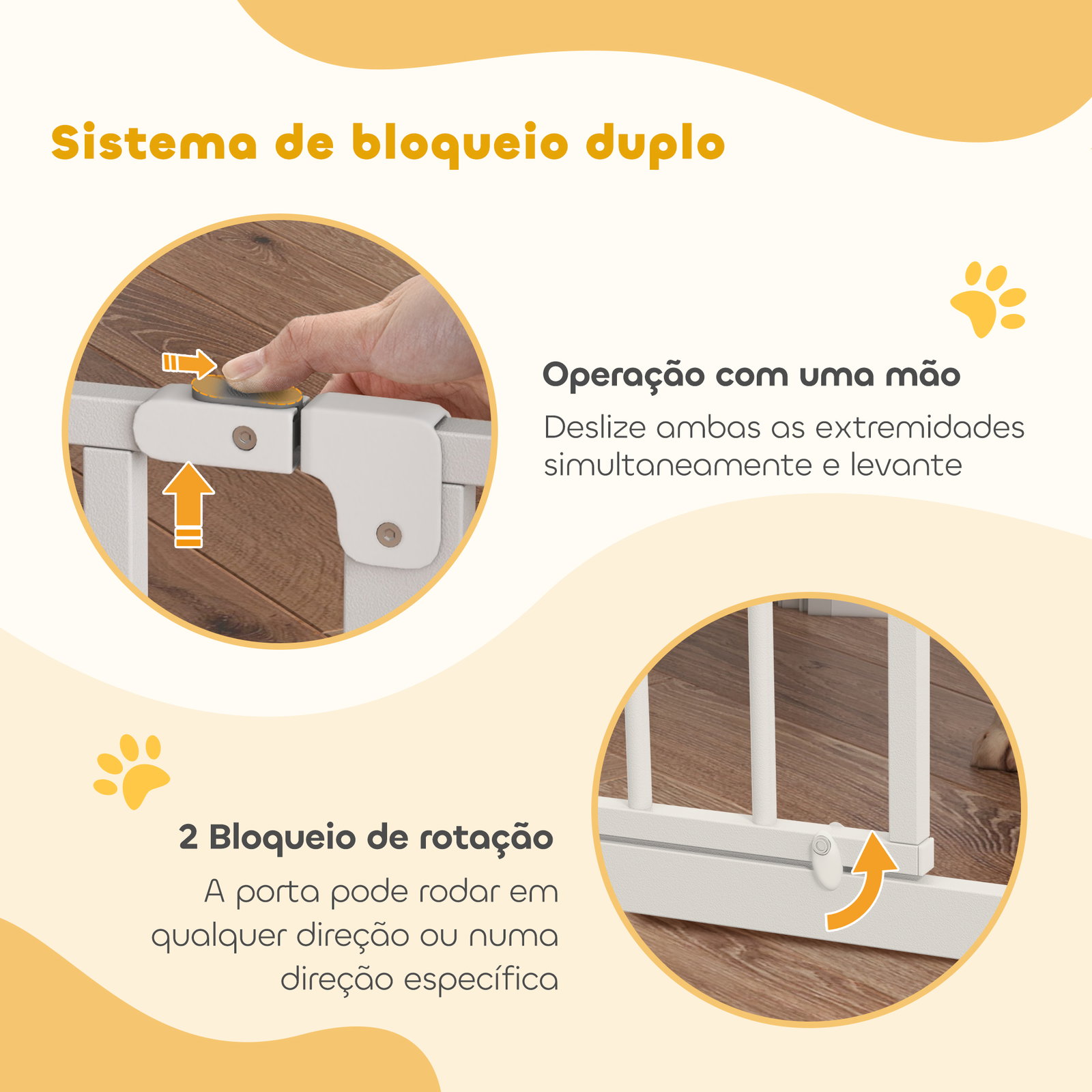 Barreira de Segurança para Cães Extensível para Escadas e Portas 75-145cm com 3 Extensões Altura 76cm Branco