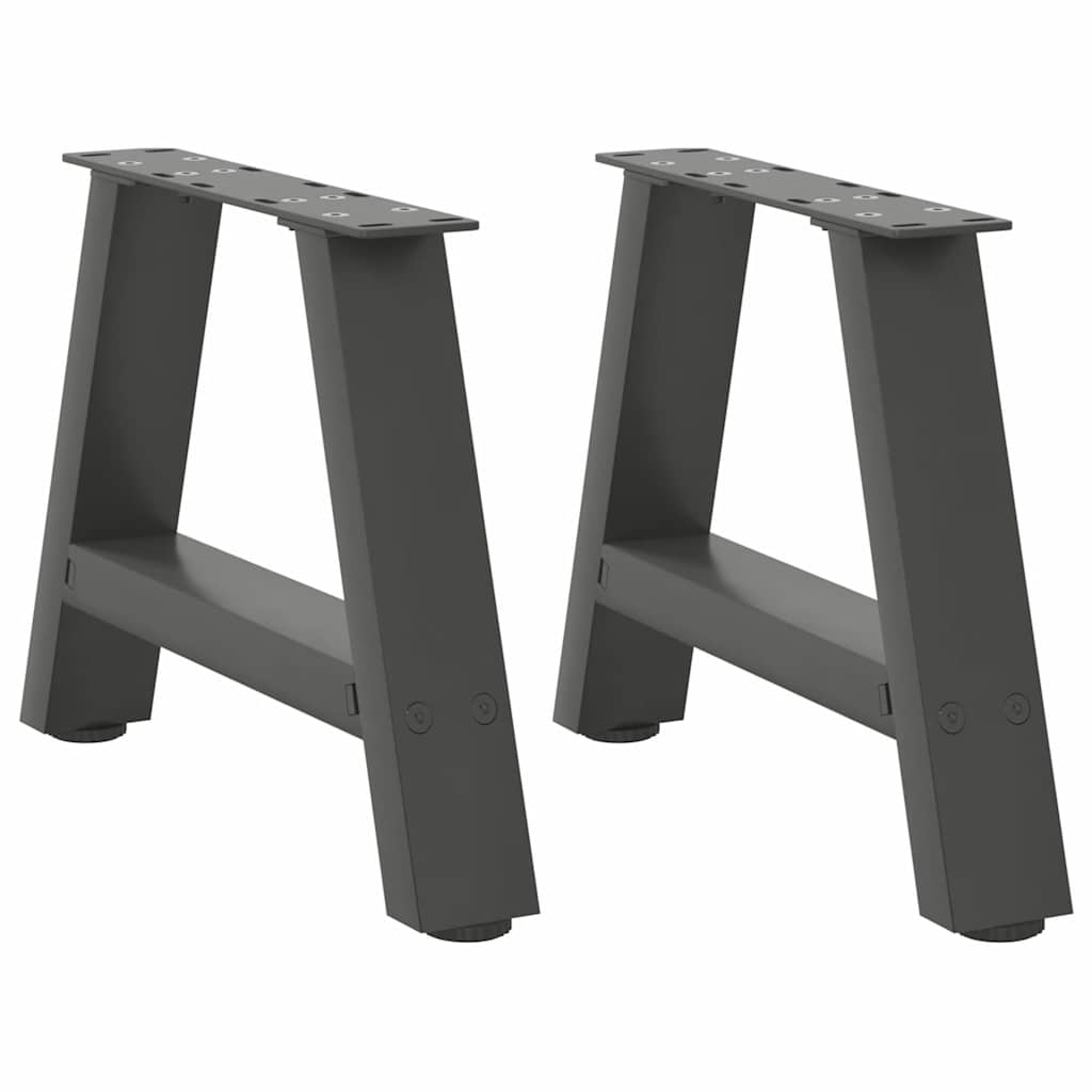 Pés para mesa de centro em formato a, 2 peças, antracite, 50x(30-31) cm, aço