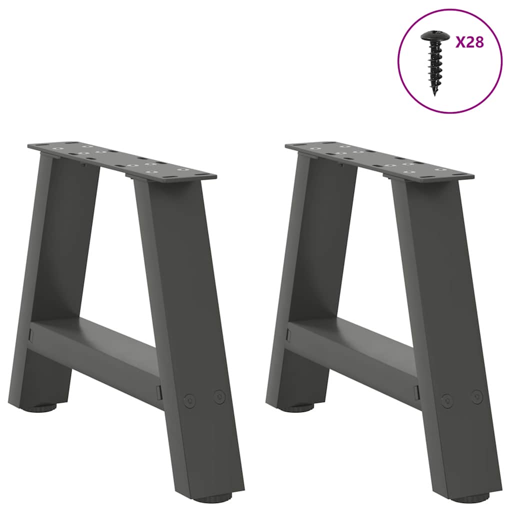 Pés para mesa de centro em formato a, 2 peças, antracite, 50x(30-31) cm, aço