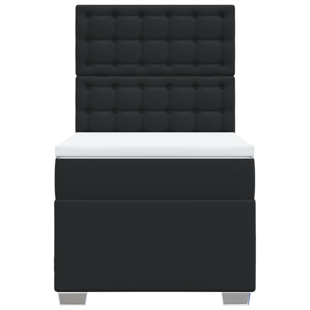 Cama com molas/colchão 90x190 cm couro artificial preto
