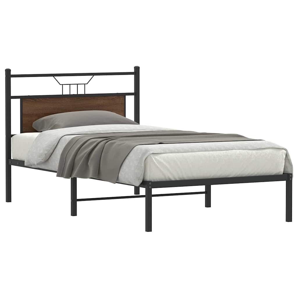 Estrutura de cama sem colchão 107x203 cm carvalho castanho