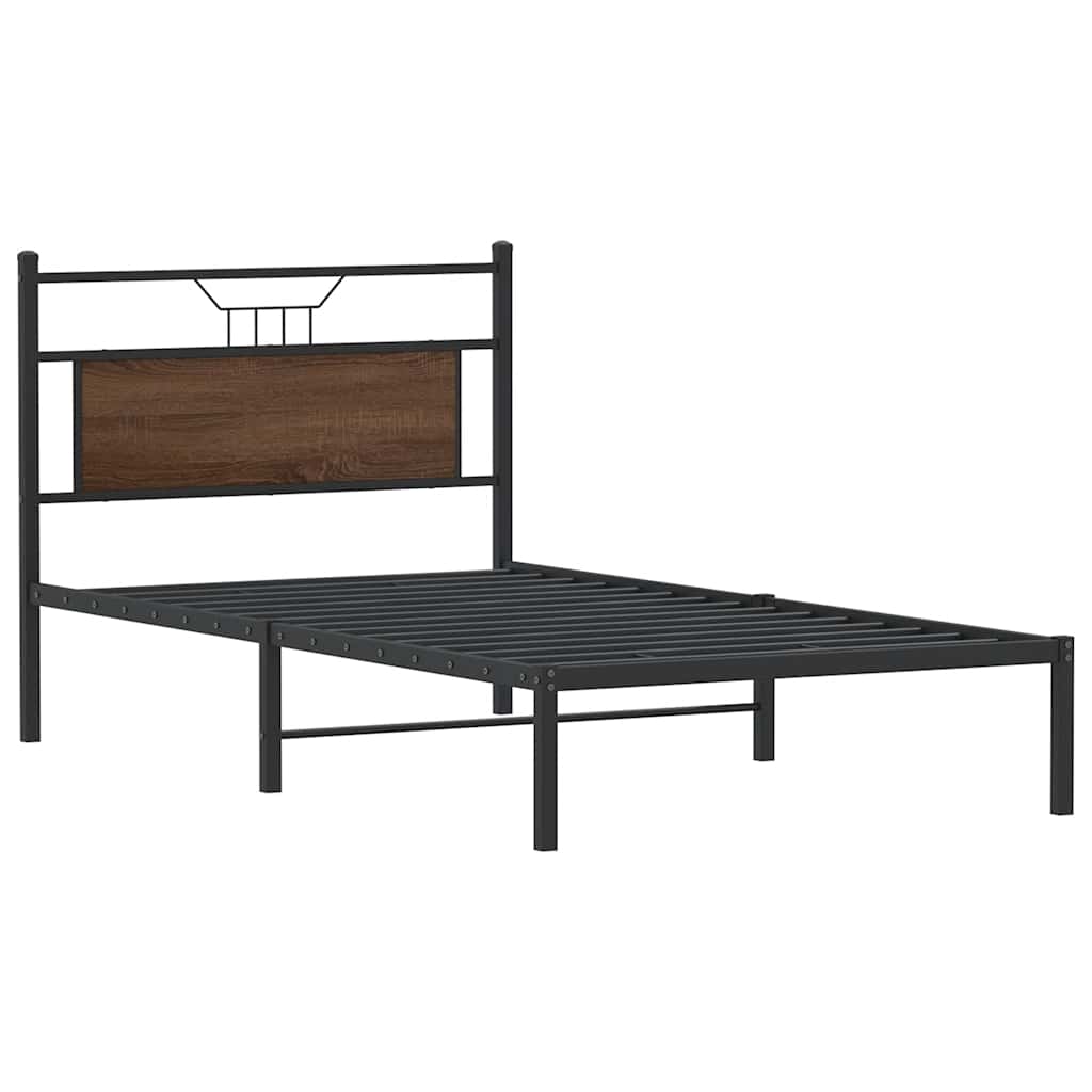 Estrutura de cama sem colchão 107x203 cm carvalho castanho