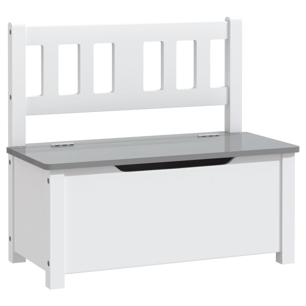 4 Pcs conjunto mesa e cadeiras infantil MDF branco e cinzento