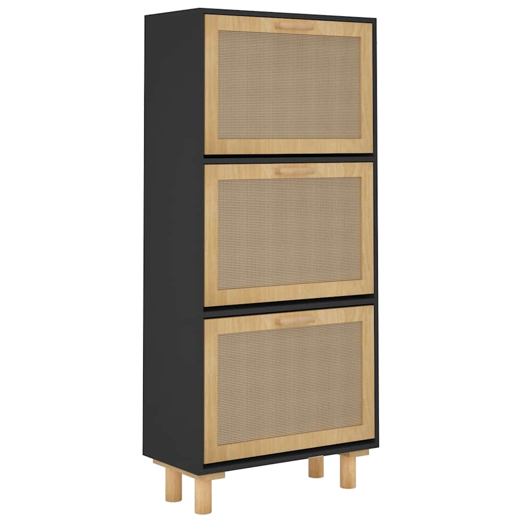 Sapateira 52x25x115 cm derivados de madeira/vime natural preto