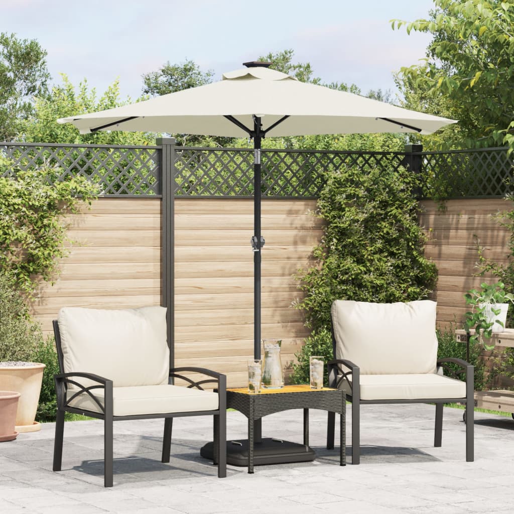 Guarda-sol jardim c/ leds e poste de aço 225x225x212 cm branco