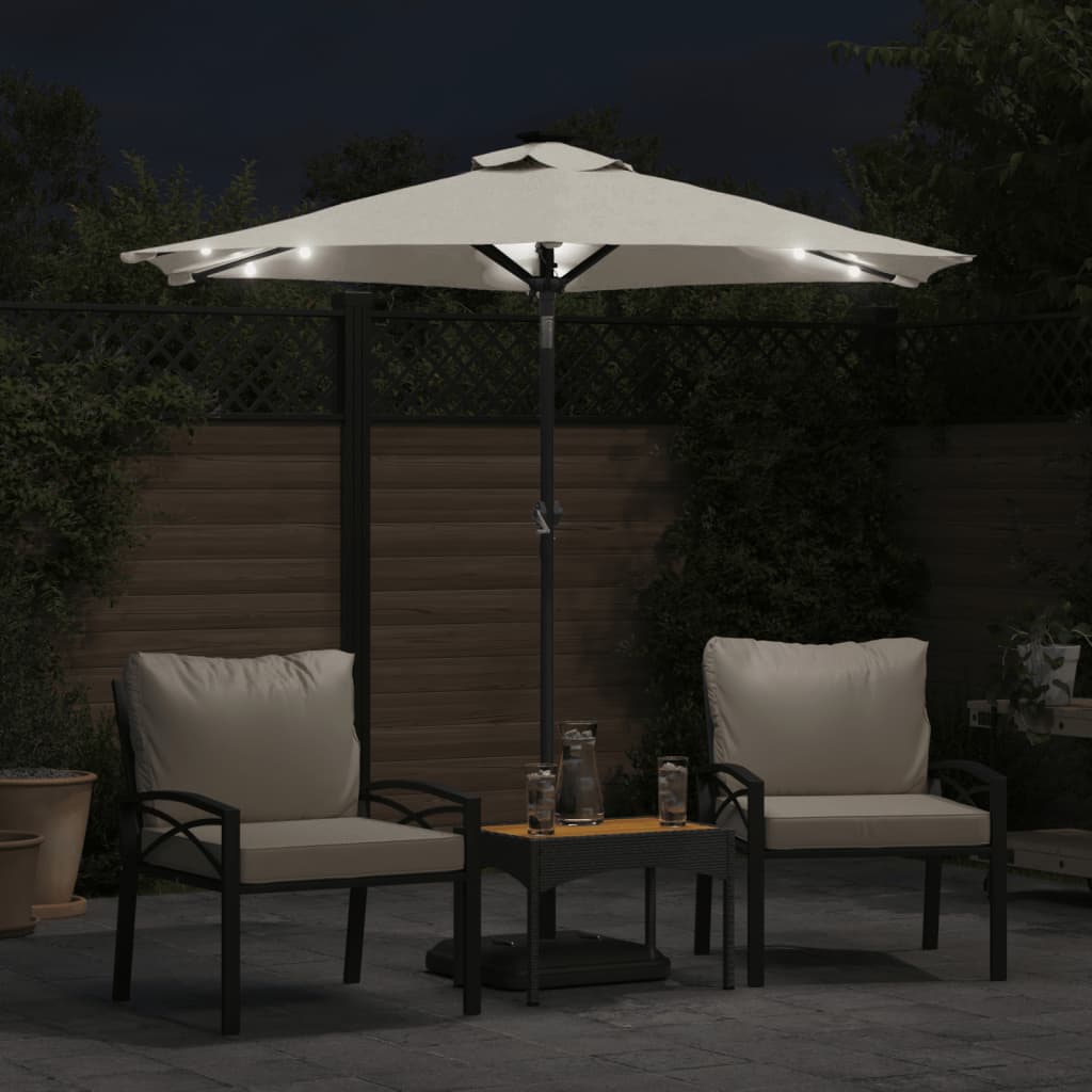 Guarda-sol jardim c/ leds e poste de aço 225x225x212 cm branco