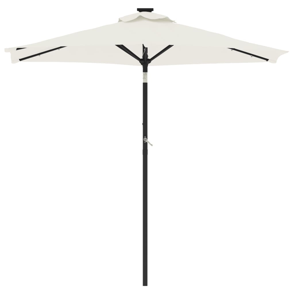 Guarda-sol jardim c/ leds e poste de aço 225x225x212 cm branco