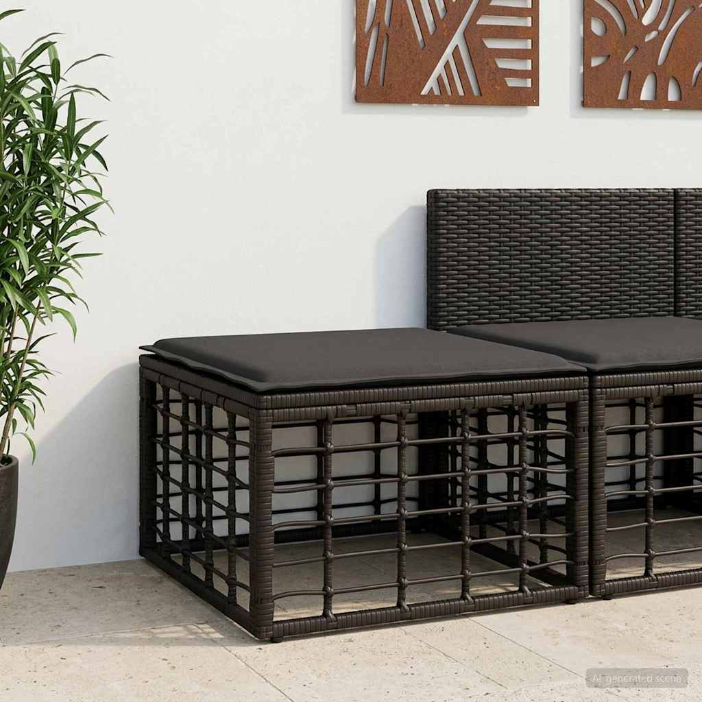 Pufe de jardim preto vime PE