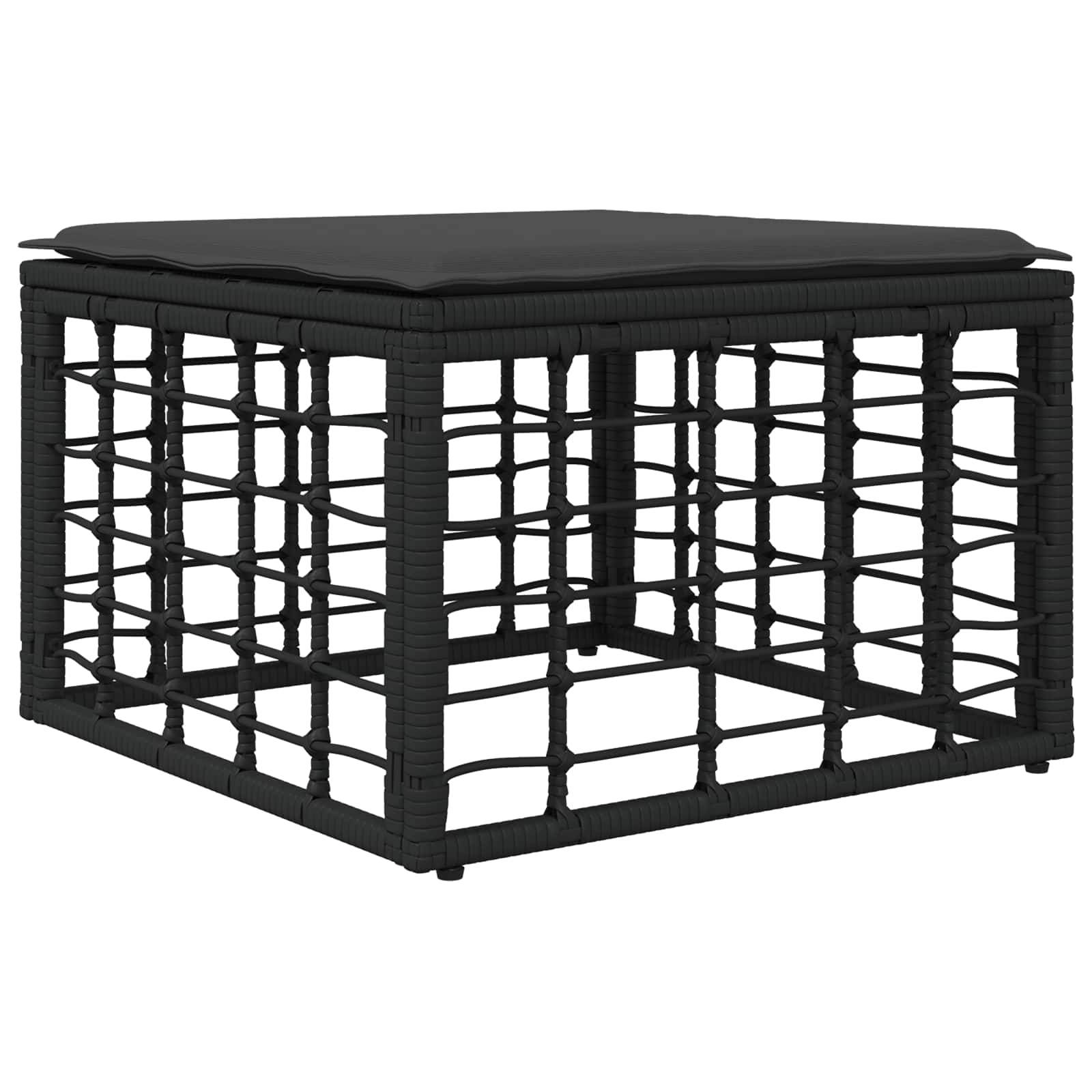 Pufe de jardim preto vime PE