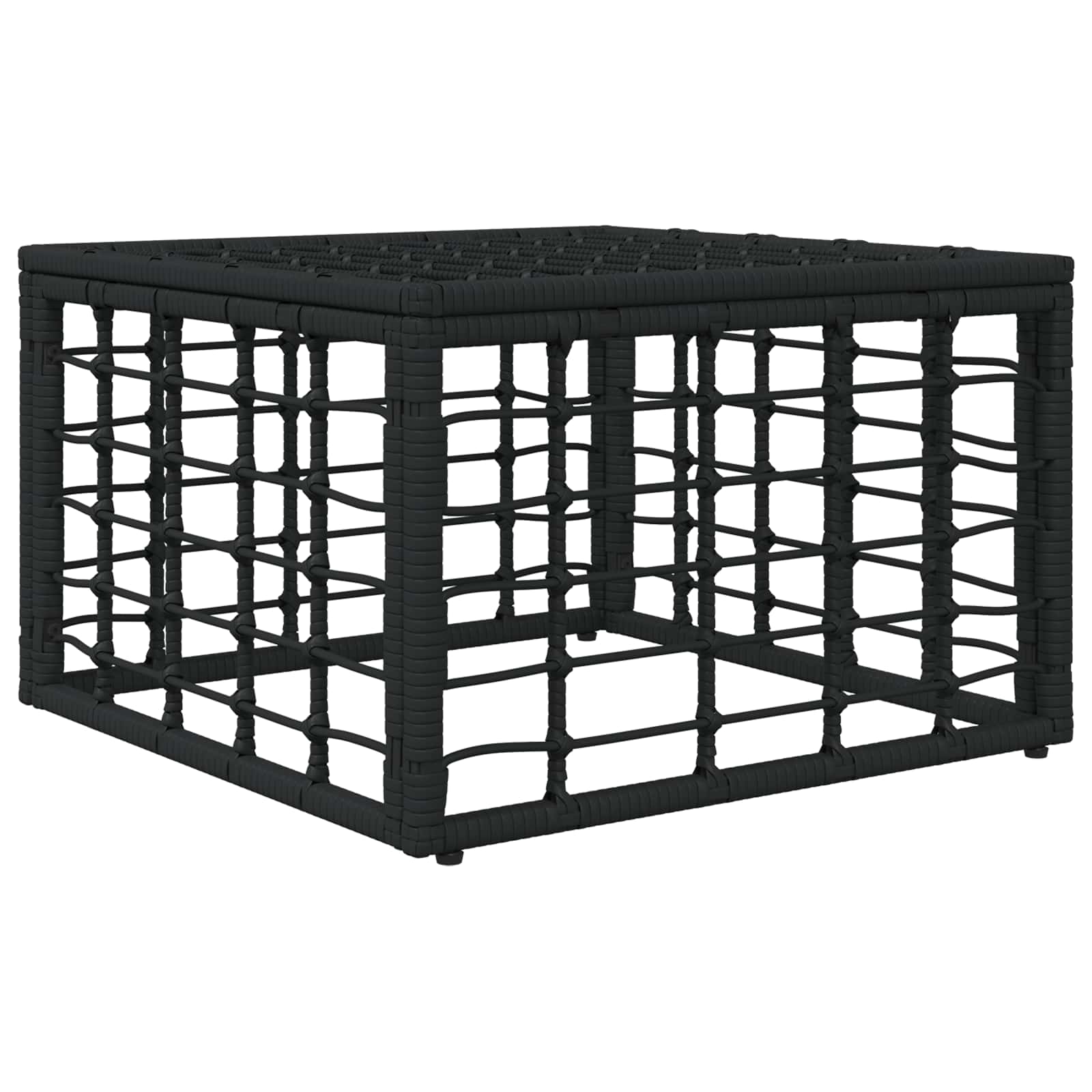 Pufe de jardim preto vime PE
