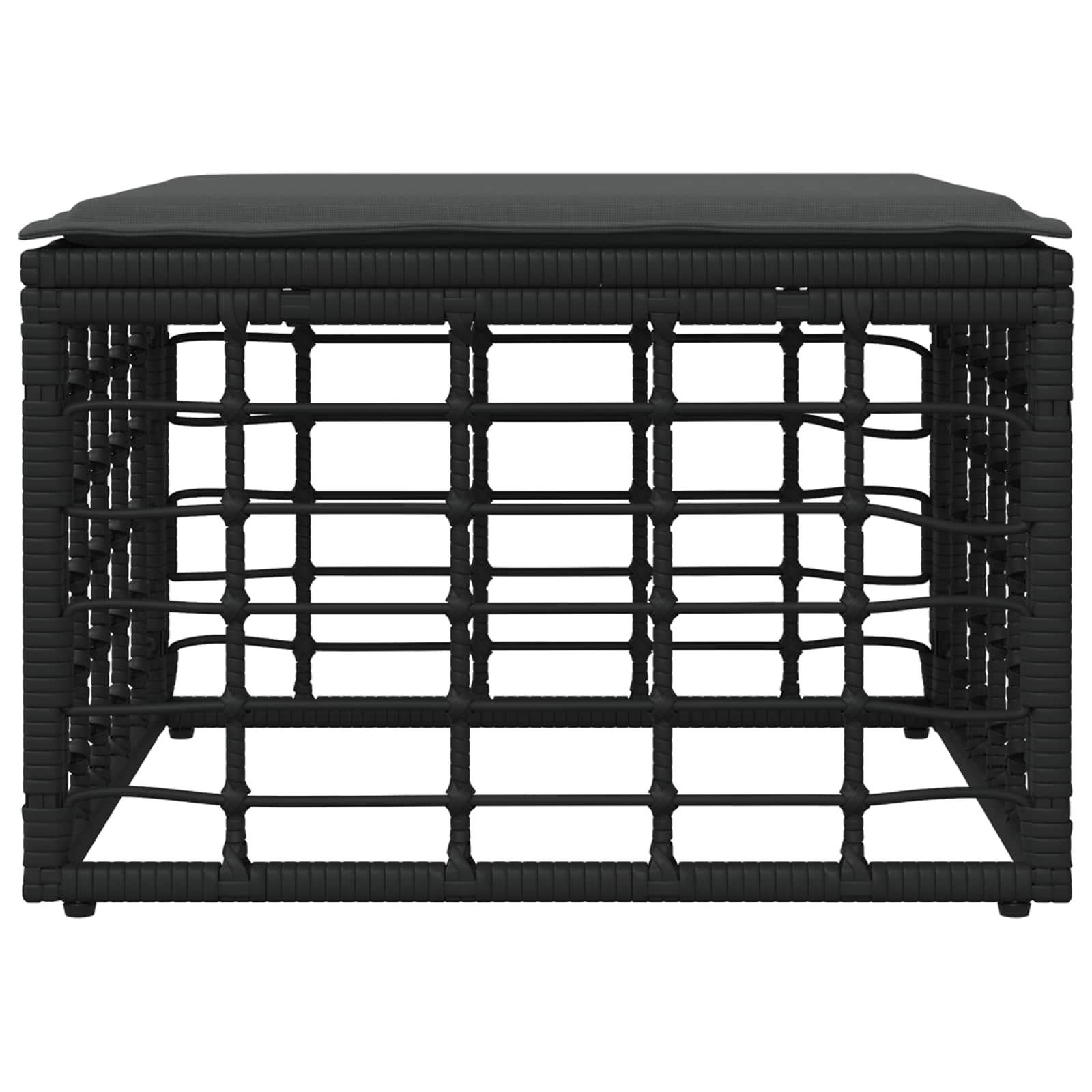 Pufe de jardim preto vime PE