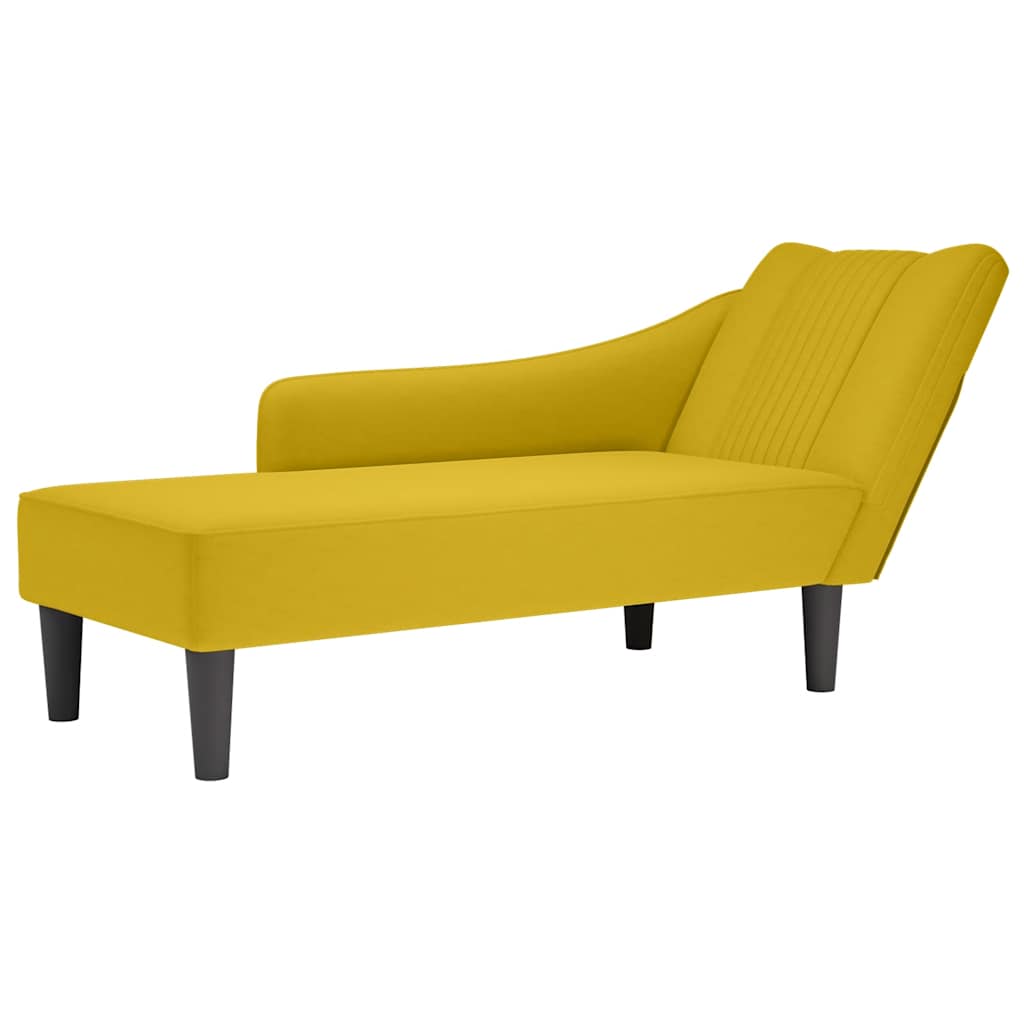 Chaise-longue com apoio de braço direito veludo amarelo