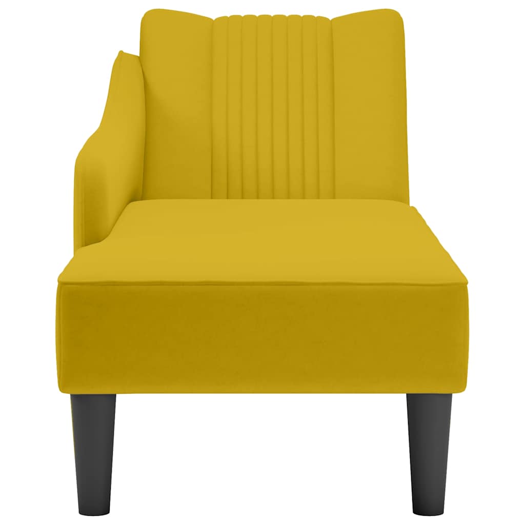 Chaise-longue com apoio de braço direito veludo amarelo
