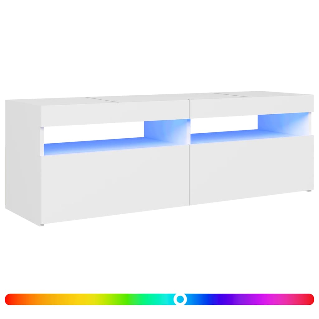 Móvel de TV com luzes LED 120x35x40 cm branco