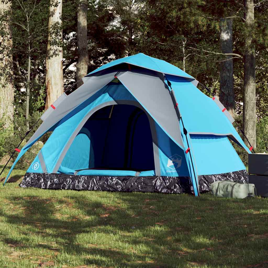 Tenda de campismo cúpula para 5 pessoas libertação rápida azul