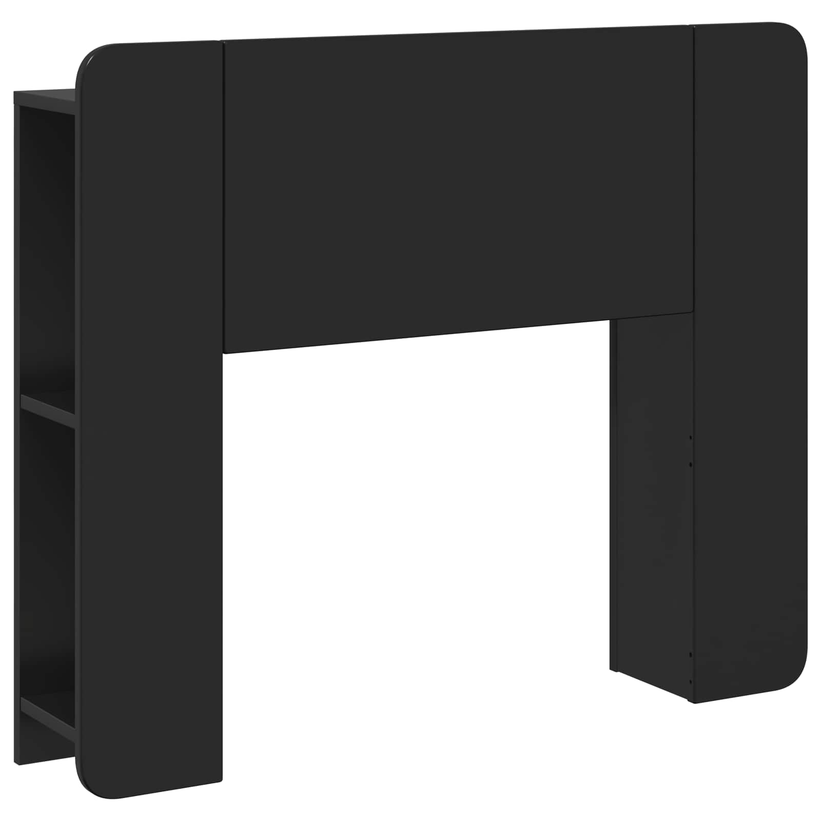 Cabeceira com armário preto derivados de madeira