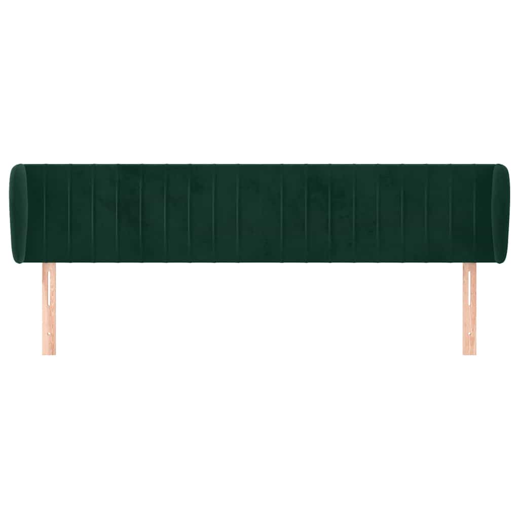 Cabeceira de cama c/ abas veludo 203x23x78/88cm verde-escuro