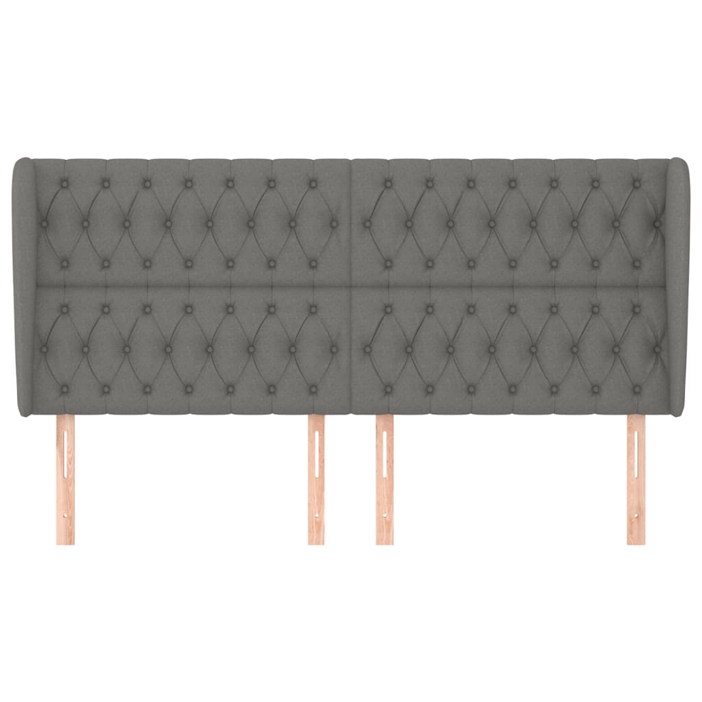 Cabeceira cama c/ abas tecido 183x23x118/128 cm cinzento-escuro