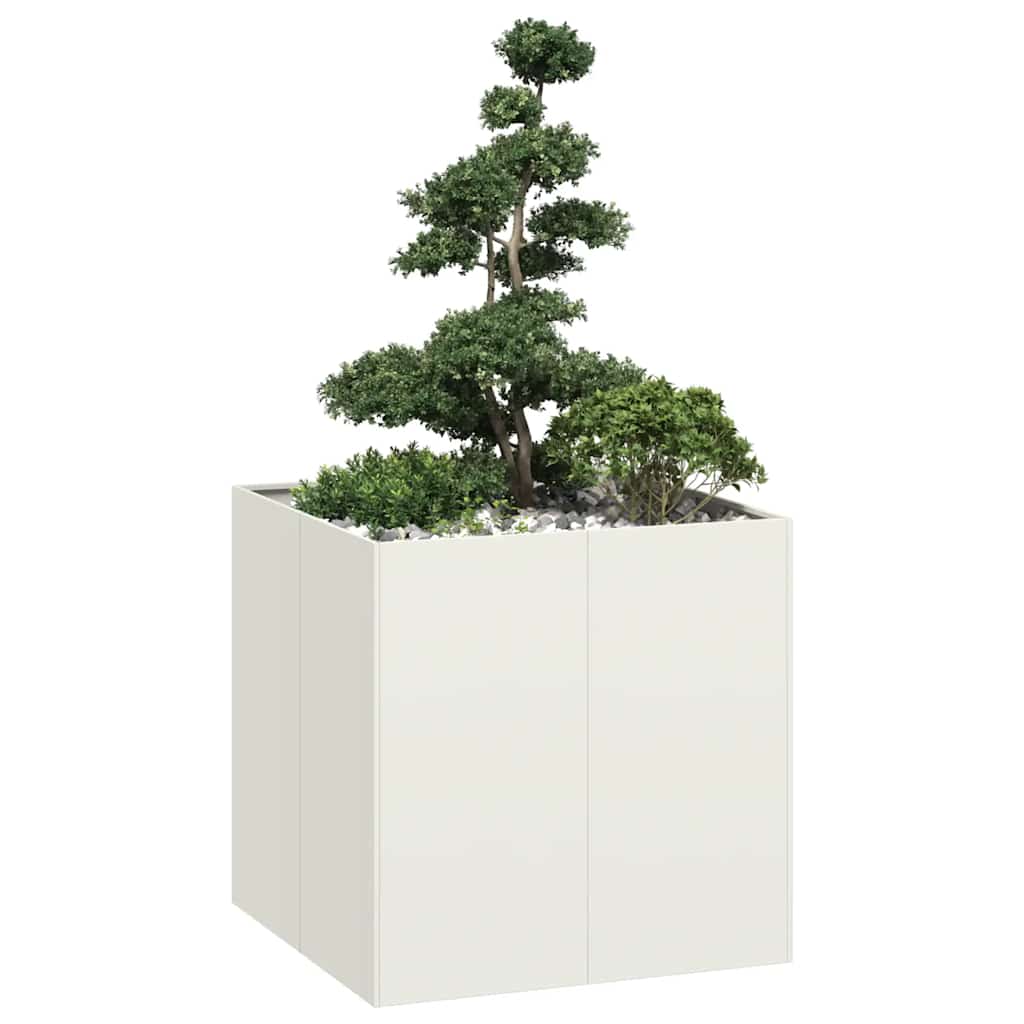 Vaso floreira 80x80x80 cm aço branco