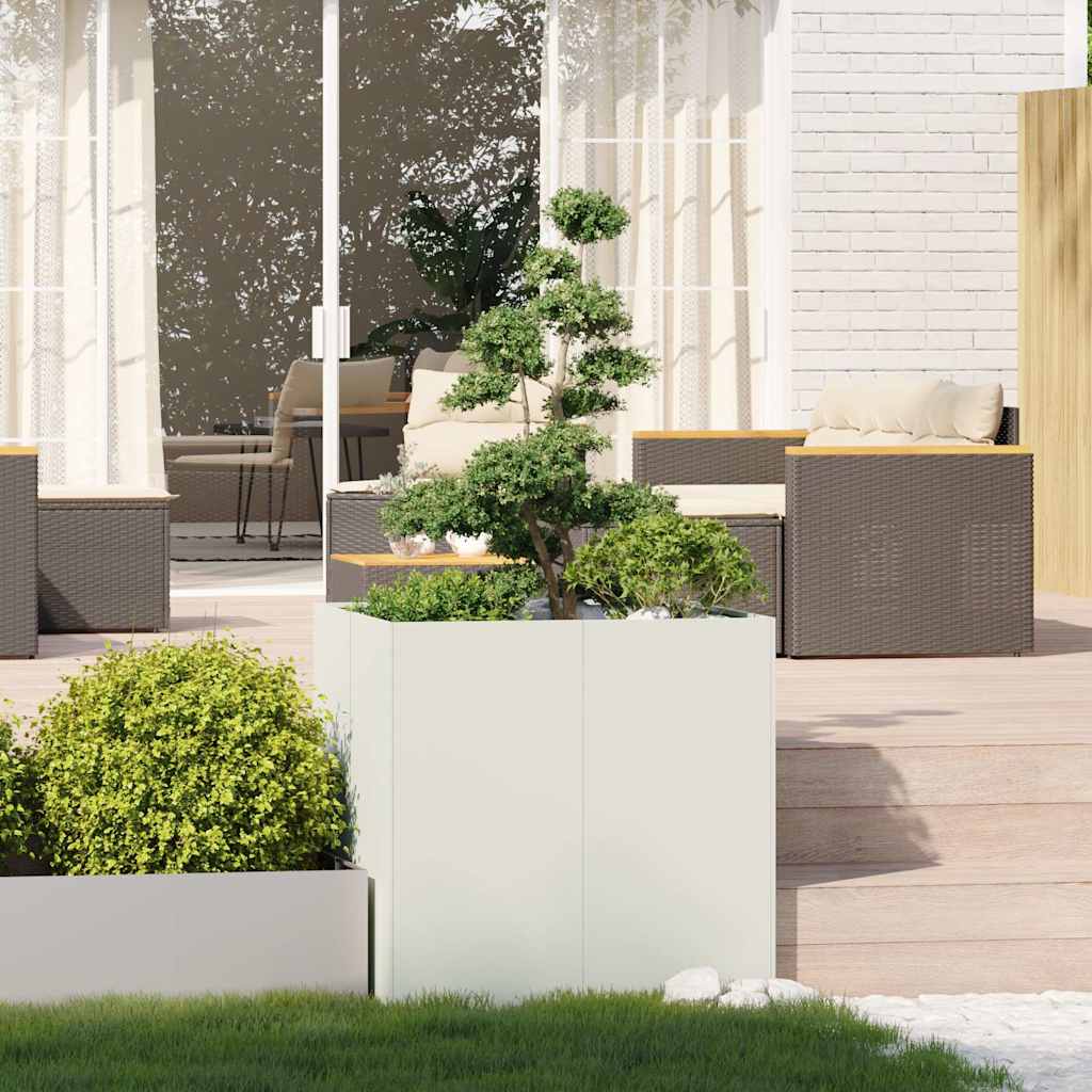 Vaso floreira 80x80x80 cm aço branco