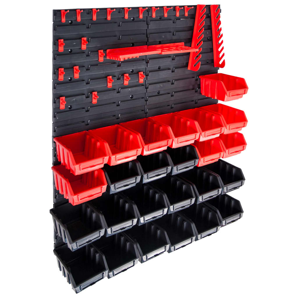 29 Pcs kit caixas arrumação com painéis parede vermelho e preto