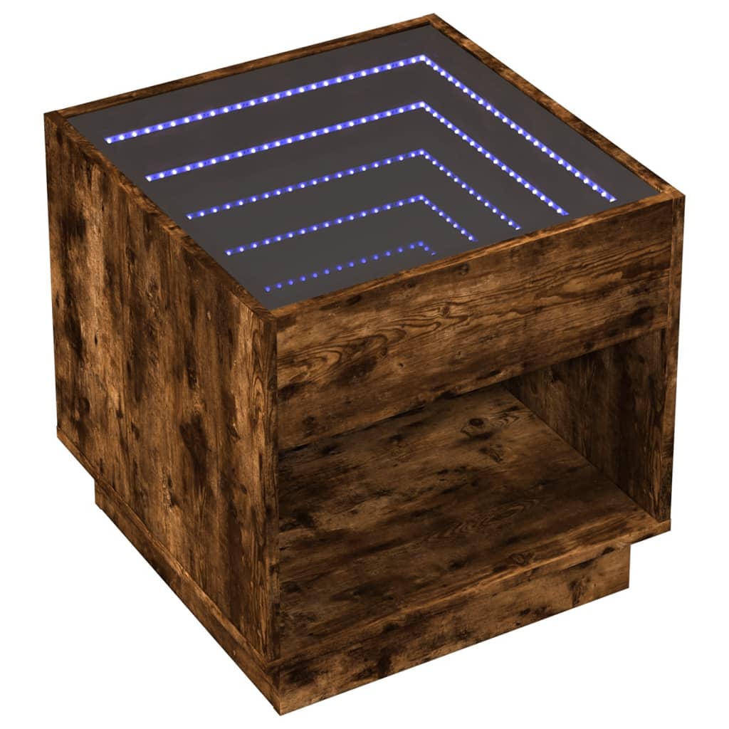 Mesa de cabeceira c/ LED infinity 50x50x50 cm carvalho fumado