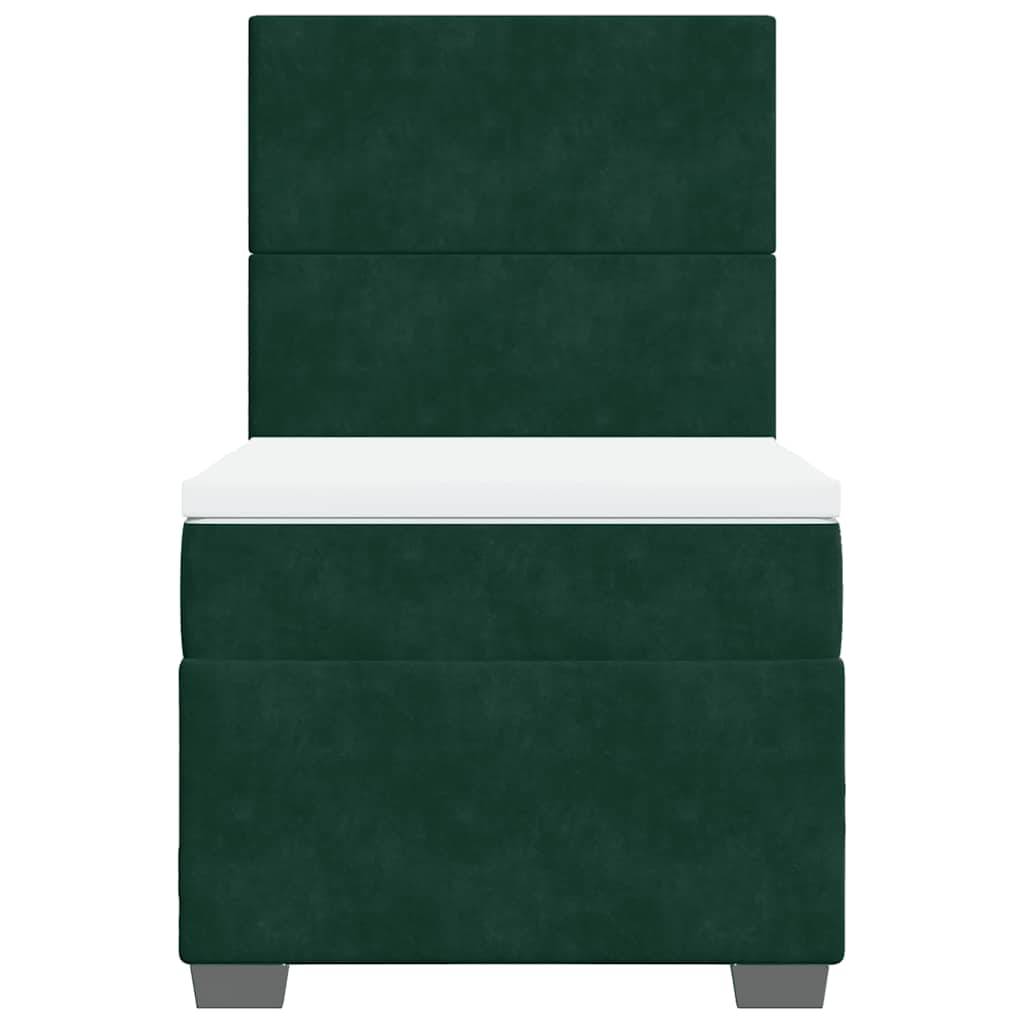 Cama com molas/colchão 80x200 cm veludo verde-escuro