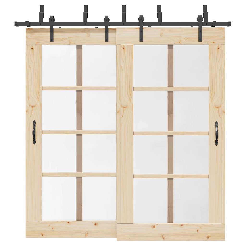 Kit de ferragens para porta deslizante 213,5 cm aço preto