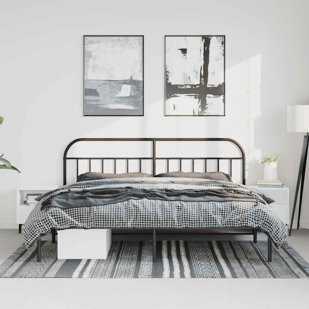 Estrutura de cama com cabeceira 183x213 cm metal preto